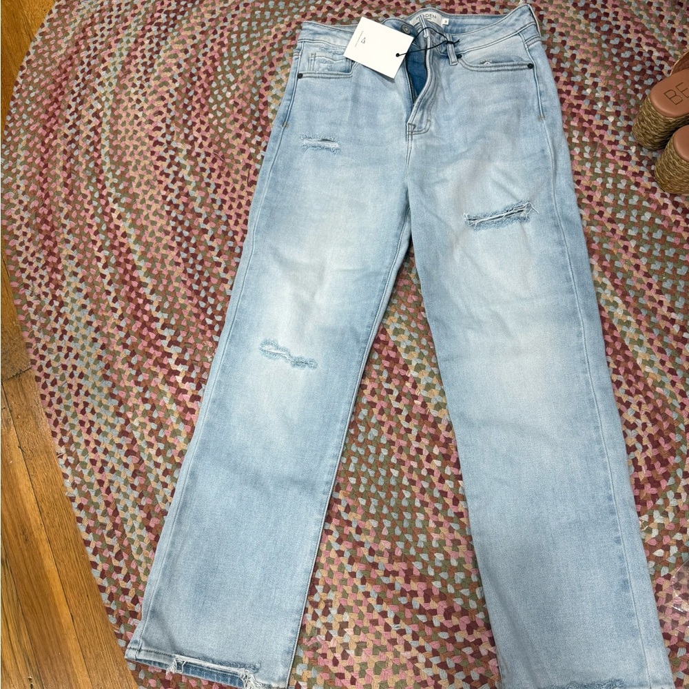 NWT Destressed Light Blue Straight Leg Jeans by Hidden